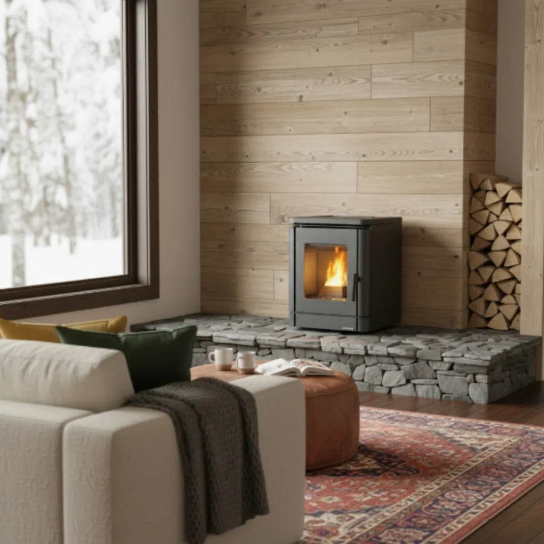Poêle à granulés noir PEGGY - 5,1Kw