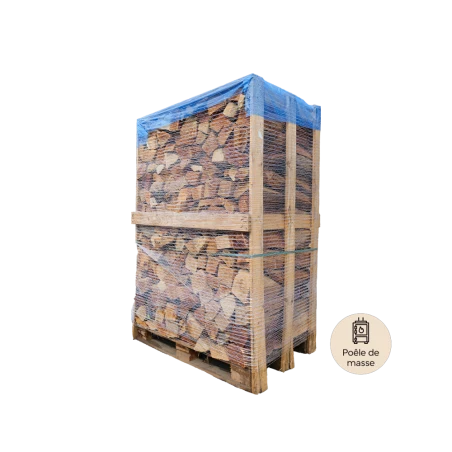 Palette de 2st 33cm de bois spécial poêle de masse - sec séchoirs - prêt à l'emploi - résineux/feuillus